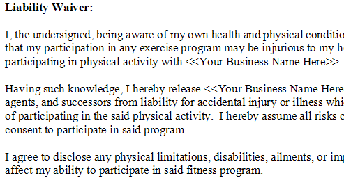 personal training contract