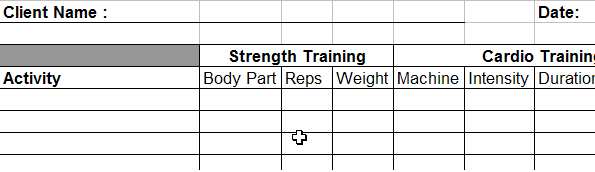personal training worksheets
