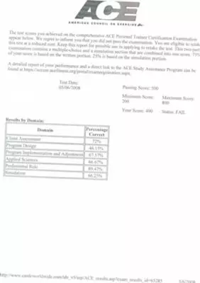 ACE score report